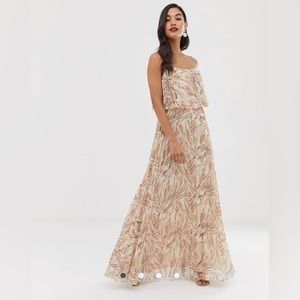 ASOS | NWT Taupe Animal Print Pleated Maxi Dress